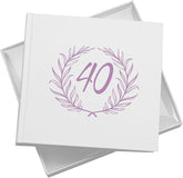 40th Birthday White Photo Album Gift For Her Or Him With Laurel Wreath Pack of 5 Wholesale Trade